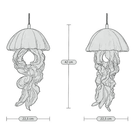 Werns - Hanglamp Ava Jellyfish Blauw Kunststof 23x42cm Werns - Hanglamp Ava Jellyfish Blauw Kunststof 23x42cm