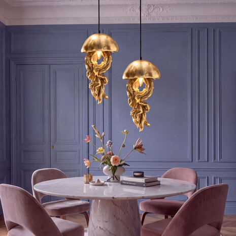 Werns - Hanglamp Ava Jellyfish Goud Kunststof 23x42cm