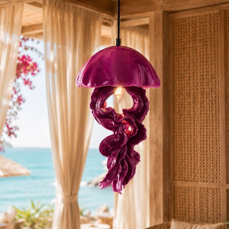 Werns - Hanglamp Ava Jellyfish Magenta Kunststof 23x42cm Werns - Hanglamp Ava Jellyfish Magenta Kunststof 23x42cm