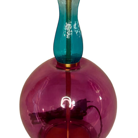 Melting Pot - Lampenvoet Lavendel Turquoise Fuchsia – Design Tafellamp van Transparant Gekleurd Glas
