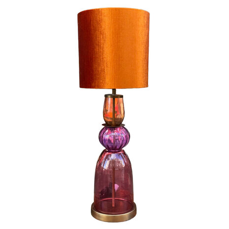 Melting Pot - Lampenvoet Roos Amber Fuchsia Rood Glas 17x52cm Melting Pot - Lampenvoet Roos Amber Fuchsia Rood Glas 17x52cm
