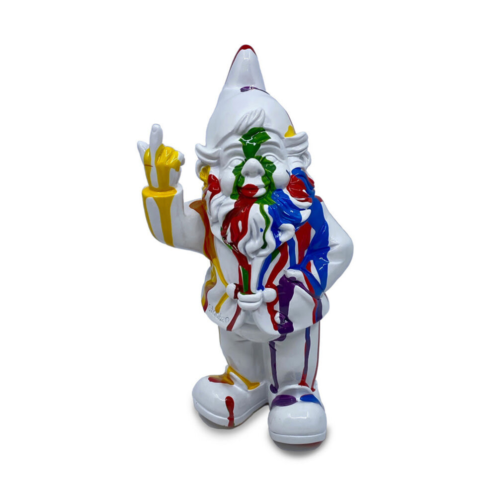 Stoobz Design Beeld Kabouter F*ck You Art Wit-Multicolor 20cm – Kleurrijke Middelvinger Kabouter met Unieke Verfafwerking Stoobz Design Beeld Kabouter F*ck You Art Wit-Multicolor 20cm – Kleurrijke Middelvinger Kabouter met Unieke Verfafwerking