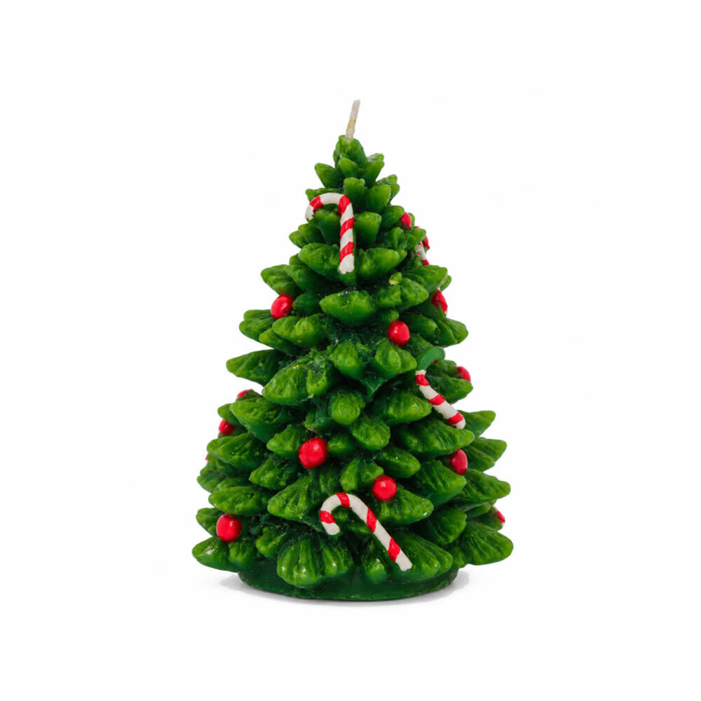 Melting Pot - Kaars Kerstboompje Groen 12x15cm – Decoratieve Kerstkaars met Zuurstokjes en Rode Besjes Melting Pot - Kaars Kerstboompje Groen 12x15cm – Decoratieve Kerstkaars met Zuurstokjes en Rode Besjes