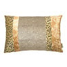 Melting Pot - Sierkussen Zoo Patch Beige Goud 60x40cm – Luxe Fluwelen Patchwork Kussen met Dierenprint en Bloemen