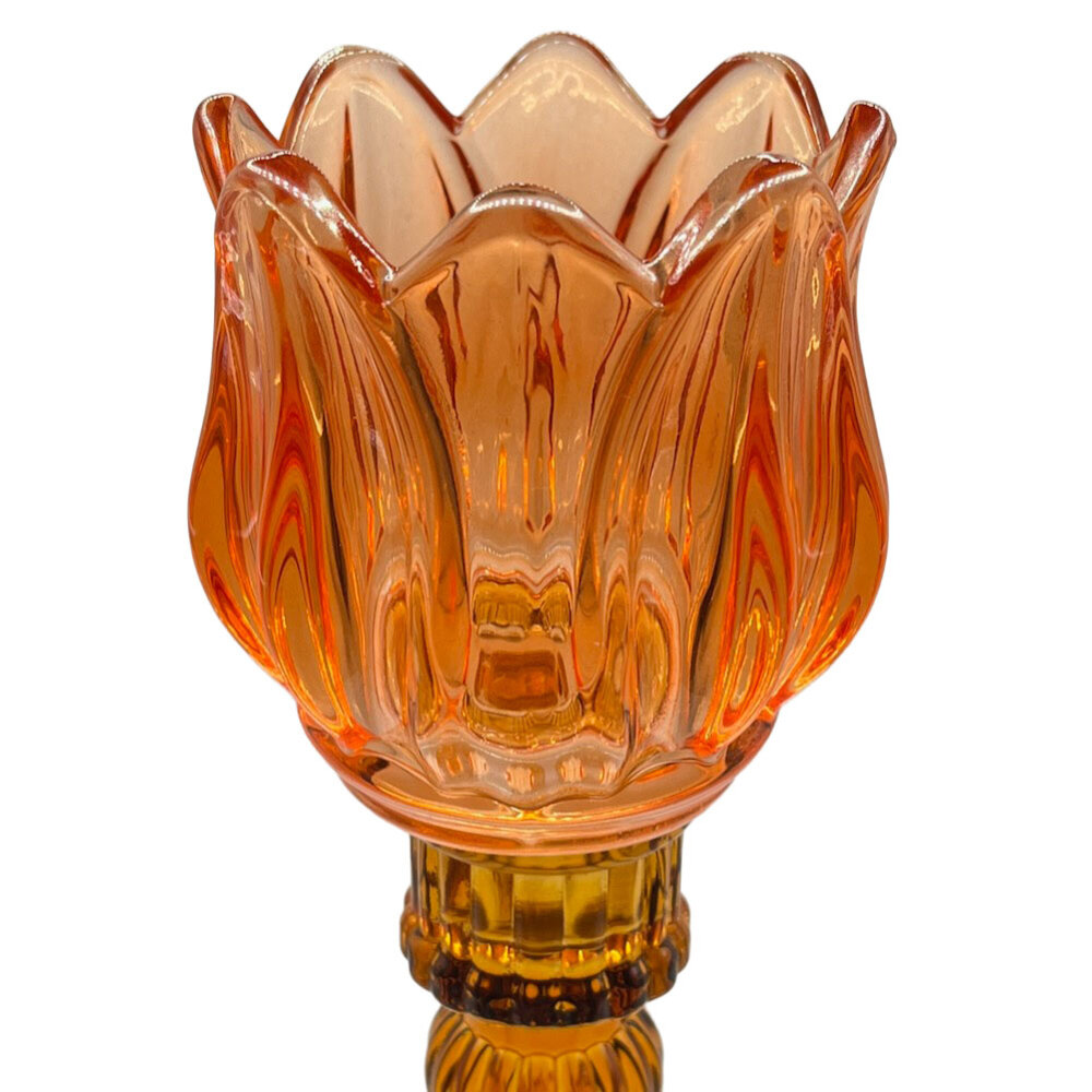 Melting Pot - Waxinelichthouder Tulp Oranje Amber Glas 8x20cm