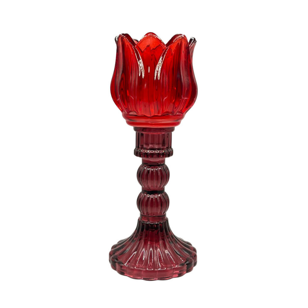 Melting Pot - Waxinelichthouder Tulp Rood Bordeaux Glas 8x20cm Melting Pot - Waxinelichthouder Tulp Rood Bordeaux Glas 8x20cm
