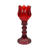 Melting Pot - Waxinehouder Tulp Rood Bordeaux Glas 8x20cm