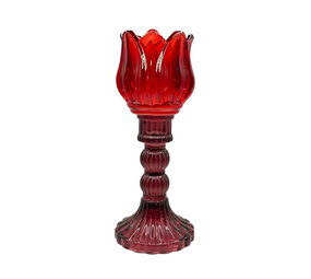Melting Pot - Waxinehouder Tulp Rood Bordeaux Glas 8x20cm Melting Pot - Waxinehouder Tulp Rood Bordeaux Glas 8x20cm