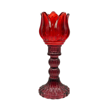 Melting Pot - Waxinelichthouder Tulp Rood Bordeaux Glas 8x20cm Melting Pot - Waxinelichthouder Tulp Rood Bordeaux Glas 8x20cm