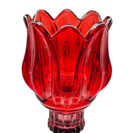 Melting Pot - Waxinelichthouder Tulp Rood Bordeaux Glas 8x20cm Melting Pot - Waxinelichthouder Tulp Rood Bordeaux Glas 8x20cm