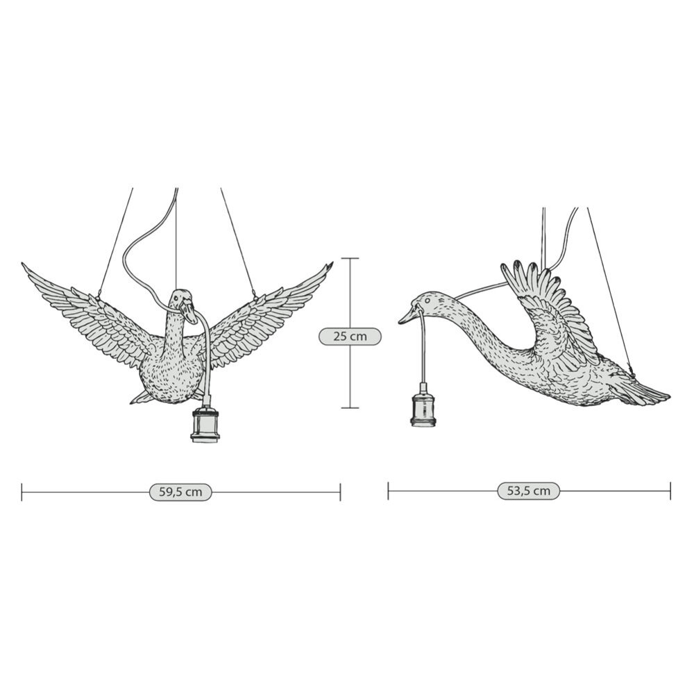 Werns - Flying Ducky Hanglamp Goud – Vliegende Eend met Gespreide Vleugels