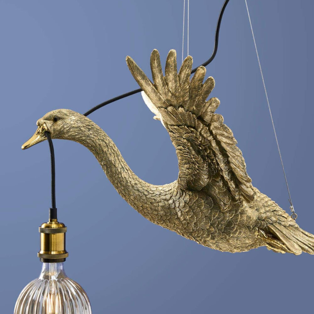Werns - Flying Ducky Hanglamp Goud – Vliegende Eend met Gespreide Vleugels