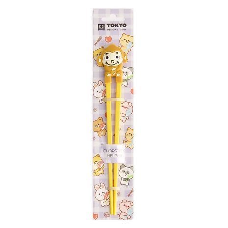 Tokyo Design Studio - Kinder Eetstokjes Aapje Caramel 22cm - Gele Chopsticks met Vrolijk Apenfiguurtje Tokyo Design Studio - Kinder Eetstokjes Aapje Caramel 22cm - Gele Chopsticks met Vrolijk Apenfiguurtje