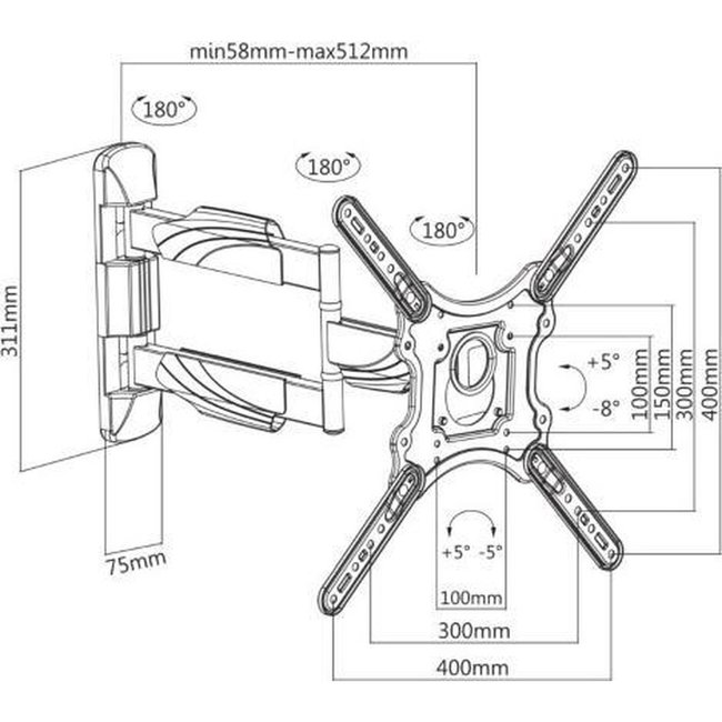 Cavus WME102 full-motion muurbeugel