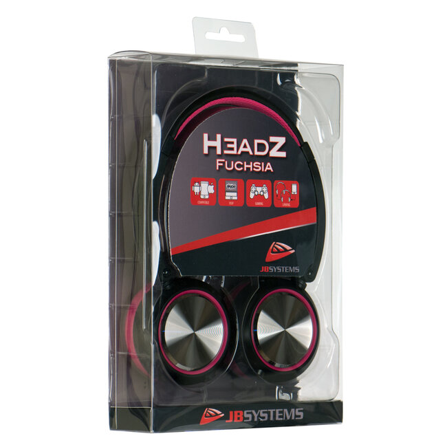 JB Systems HeadZ Fuchsia lichtgewicht koptelefoon + microfoon