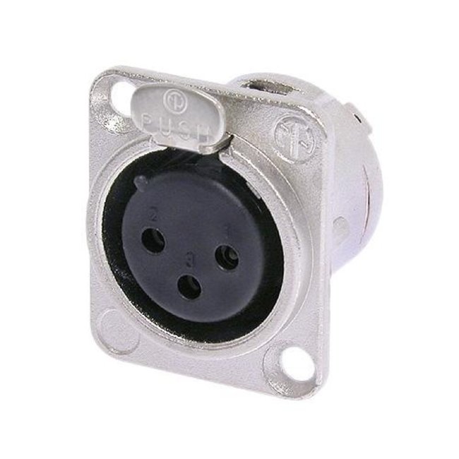 Neutrik NC3FD-LX Vrouwelijk XLR-chassisdeel vergrendelbaar D-size, 3-pens