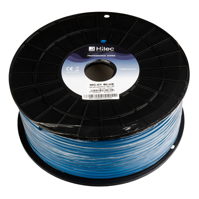 Hilec MC-01 Blue Symmetrische microfoonkabel van hoge kwaliteit 100m