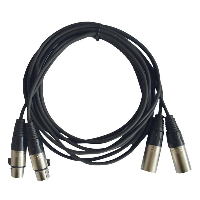 Hilec CL-2XM2XF/3 2x mannelijke XLR / 2x vrouwelijke XLR kabel 3m