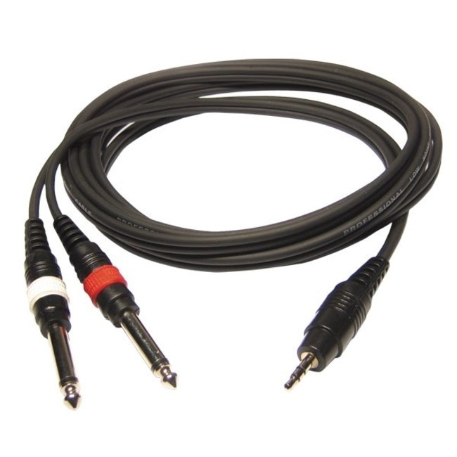 Hilec CL-31/3 1x mannelijke stereo 3.5 mini Jack / 2x mannelijke mono 6.35 Jack kabel 3m