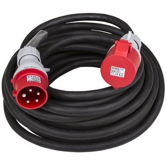 Hilec CEE-CABLE-32A-5G6-20M 5-polige CEE stroomkabel met transparante krimpkous