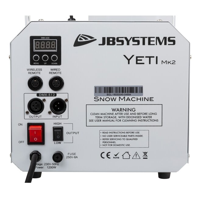 JB Systems YETI Mk2 Krachtige 1200W sneeuwmachine