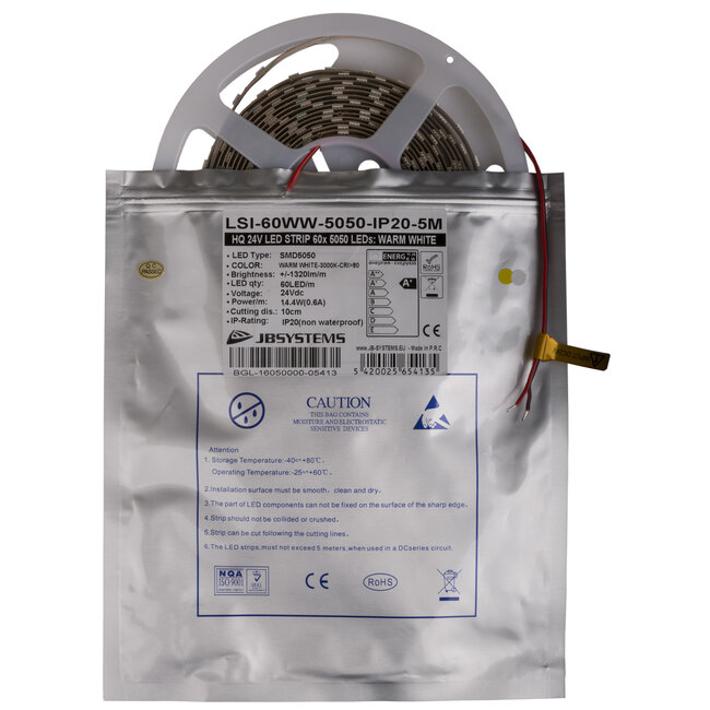 JB Systems LSI-60WW-5050-IP20-5M flexibele LED-strip 60 witte SMD-5050 LEDS
