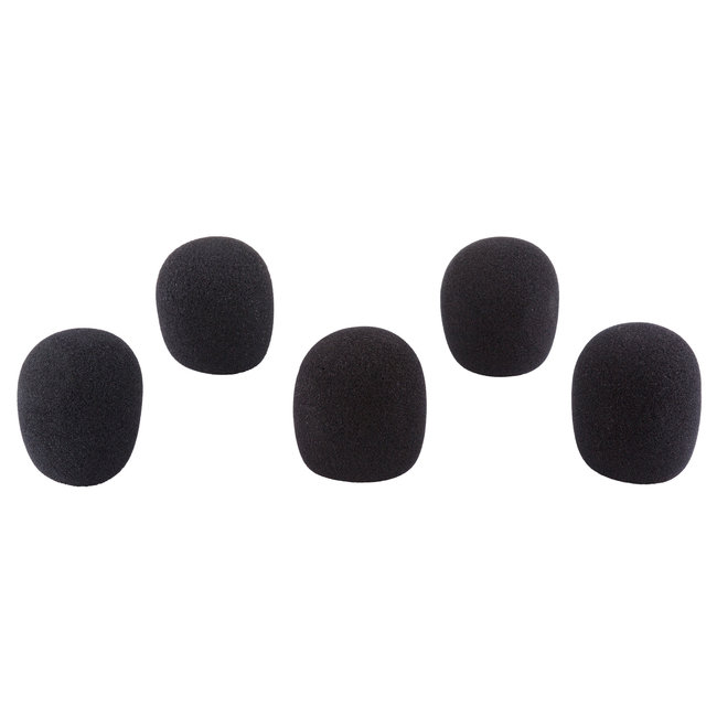 Hilec WINDSCREEN BLACK Set met 5 zwarte microfoon windkappen