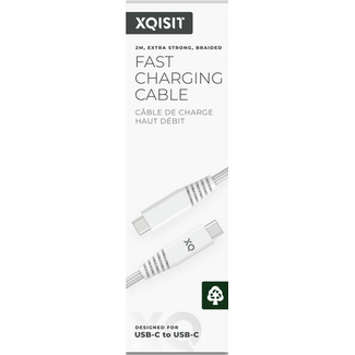 XQISIT Extra Sterk Gevlochten USB-C Naar USB-C 2 Meter Wit