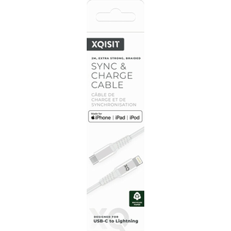 XQISIT Extra Sterk Gevlochten Lightning Naar USB-C 3.0 2 Meter Wit