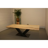 Boomstamtafel van Essenhout 250 x 100 cm | V-onderstel