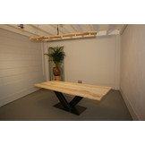 Boomstamtafel van Essenhout 250 x 100 cm | V-onderstel