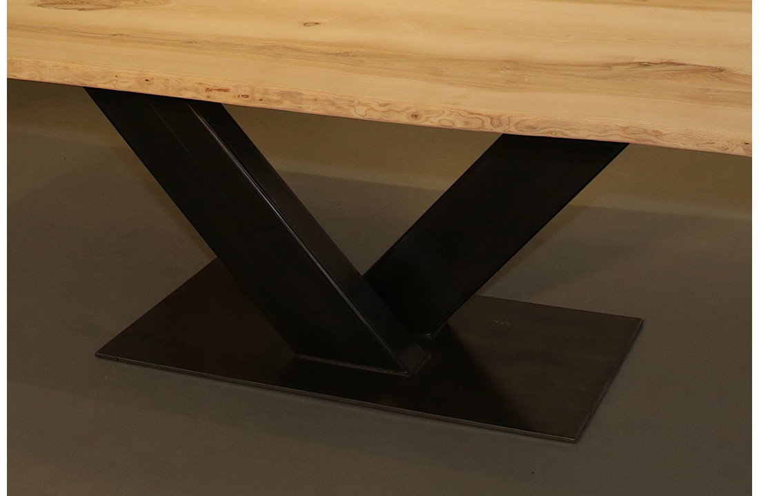 Boomstamtafel van Essenhout 250 x 100 cm | V-onderstel