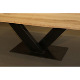 Boomstamtafel van Essenhout 250 x 100 cm | V-onderstel