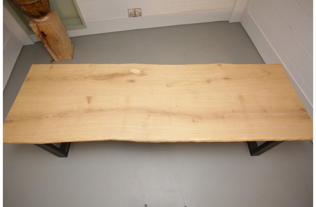 Boomstamtafel eikenhout 285 x 85 cm | U-profiel onderstel