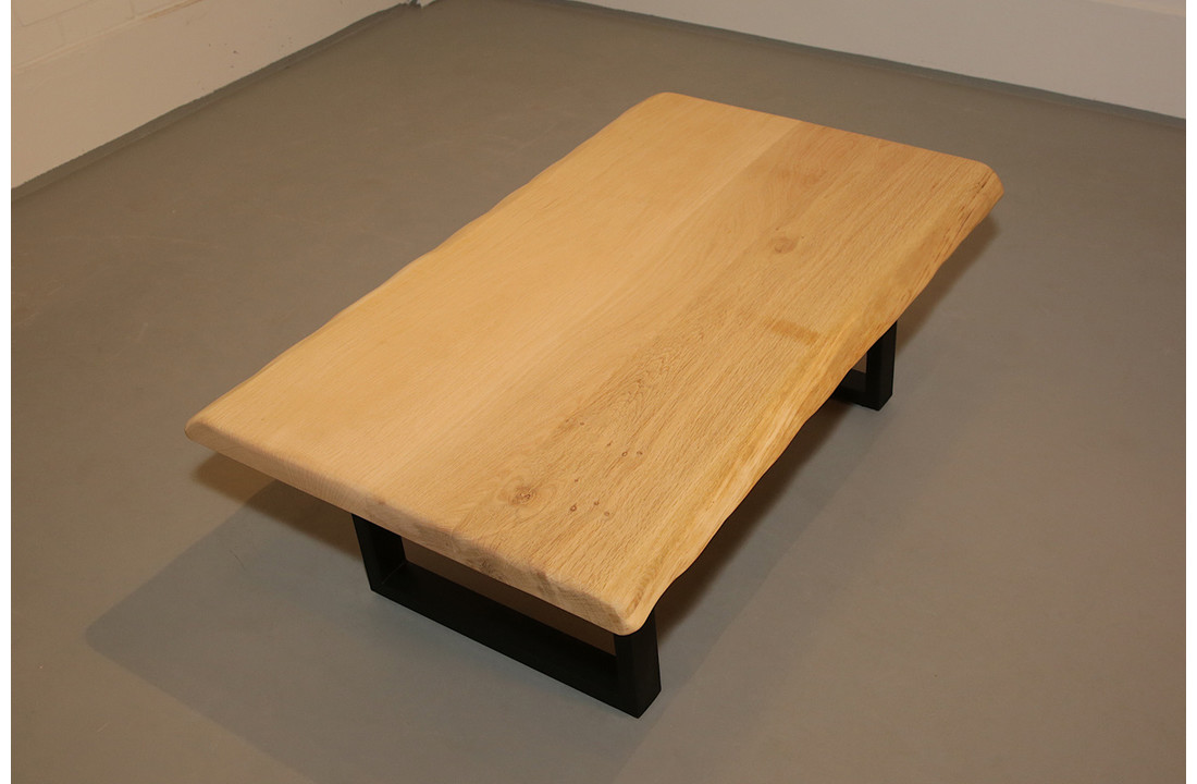 Boomstam salontafel eikenhout 120 x 75 cm | U-profiel onderstel