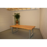 Boomstamtafel Beukenhout 220 x 95 cm | U-profiel onderstel gegalvaniseerd