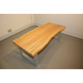 Boomstamtafel Beukenhout 220 x 95 cm | U-profiel onderstel gegalvaniseerd