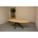 Ovale eikenhouten eettafel 260 x 120 cm | 3D matrix zwart