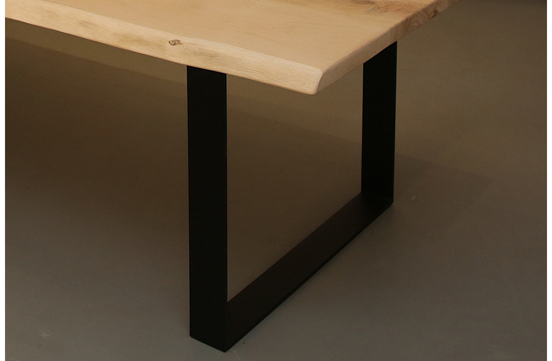 Boomstamtafel eikenhout 240 x 100 cm | Strippoot onderstel zwart