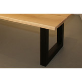 Boomstamtafel eikenhout 260 x 105-110  cm | U-profiel onderstel zwart