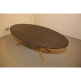 Ovale eikenhouten eettafel 240 x 110 cm | Mikado poot onderstel goud