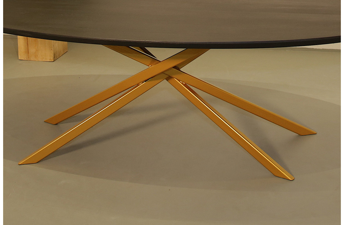 Ovale eikenhouten eettafel 240 x 110 cm | Mikado poot onderstel goud