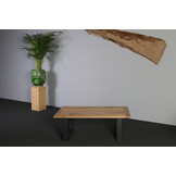 Salontafel notenhout 140 x 80 cm | U-profiel zwart