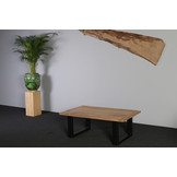 Salontafel notenhout 140 x 80 cm | U-profiel zwart