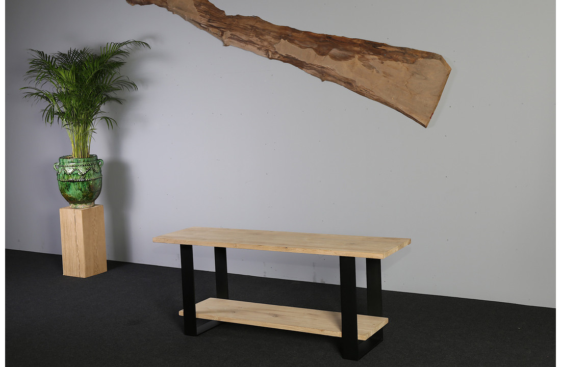 Wandtafel eikenhout 170 x 45 cm | Strippoot onderstel zwart