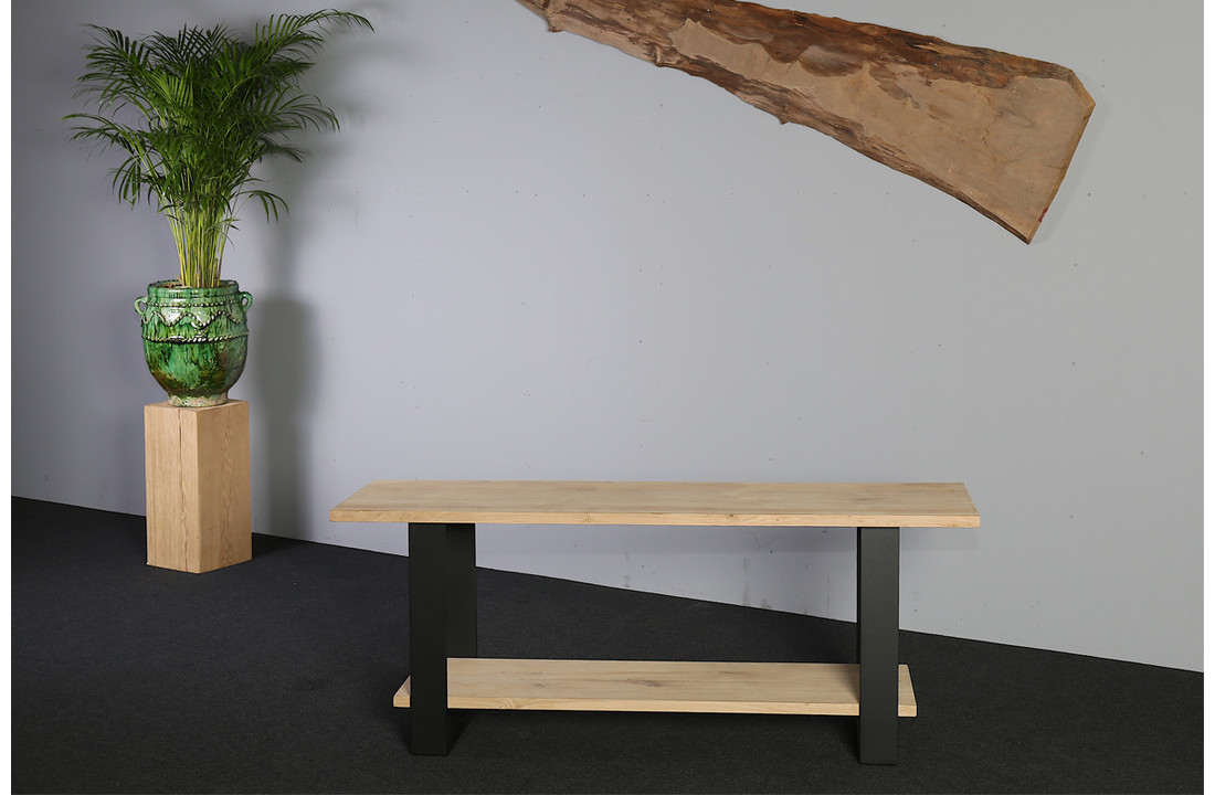 Wandtafel eikenhout 170 x 45 cm | Strippoot onderstel zwart
