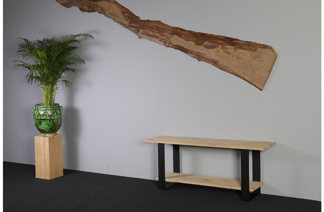 Wandtafel eikenhout 170 x 45 cm | Strippoot onderstel zwart