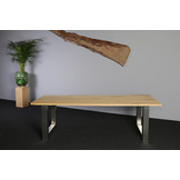 Boomstamtafel eikenhout 240 x 95  cm | U-profiel onderstel