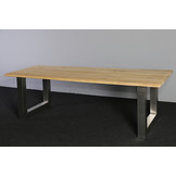 Boomstamtafel eikenhout 240 x 95  cm | U-profiel onderstel