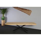 Eettafel eikenhout 245 x 100 cm | Mikado onderstel zwart